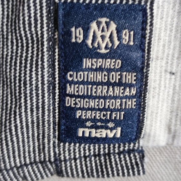 Mavi Denim Wear Fitted casual button down shirt men's sz M grey stripes pattern - Picture 6 of 10